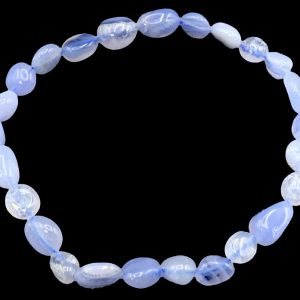 Bracelet pierres roulées Calcedoine bleu
