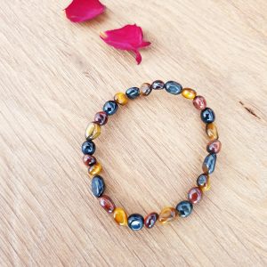 Bracelet pierres roulées Oeil de tigre multi