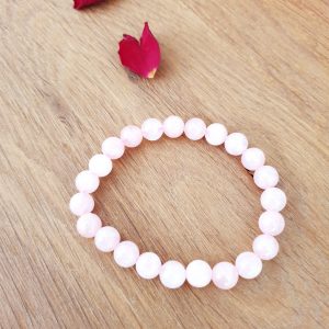 Bracelet perles Quartz rose 8mm