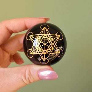 Sphère Obsidienne noire avec Metatron doré