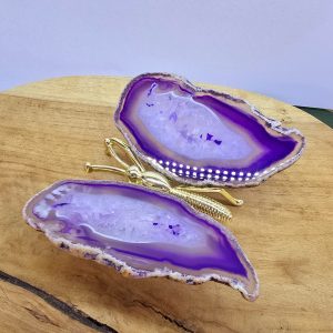 Papillon en Agate teintée violette