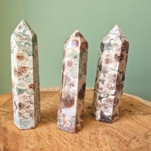 Tours en Agate Fleur de Cerisier Vert