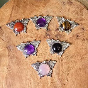 Pendentifs Papillon et pierres naturelles