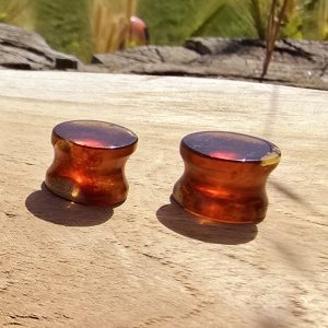 Paire de Petits Écarteurs pour Oreilles en Ambre