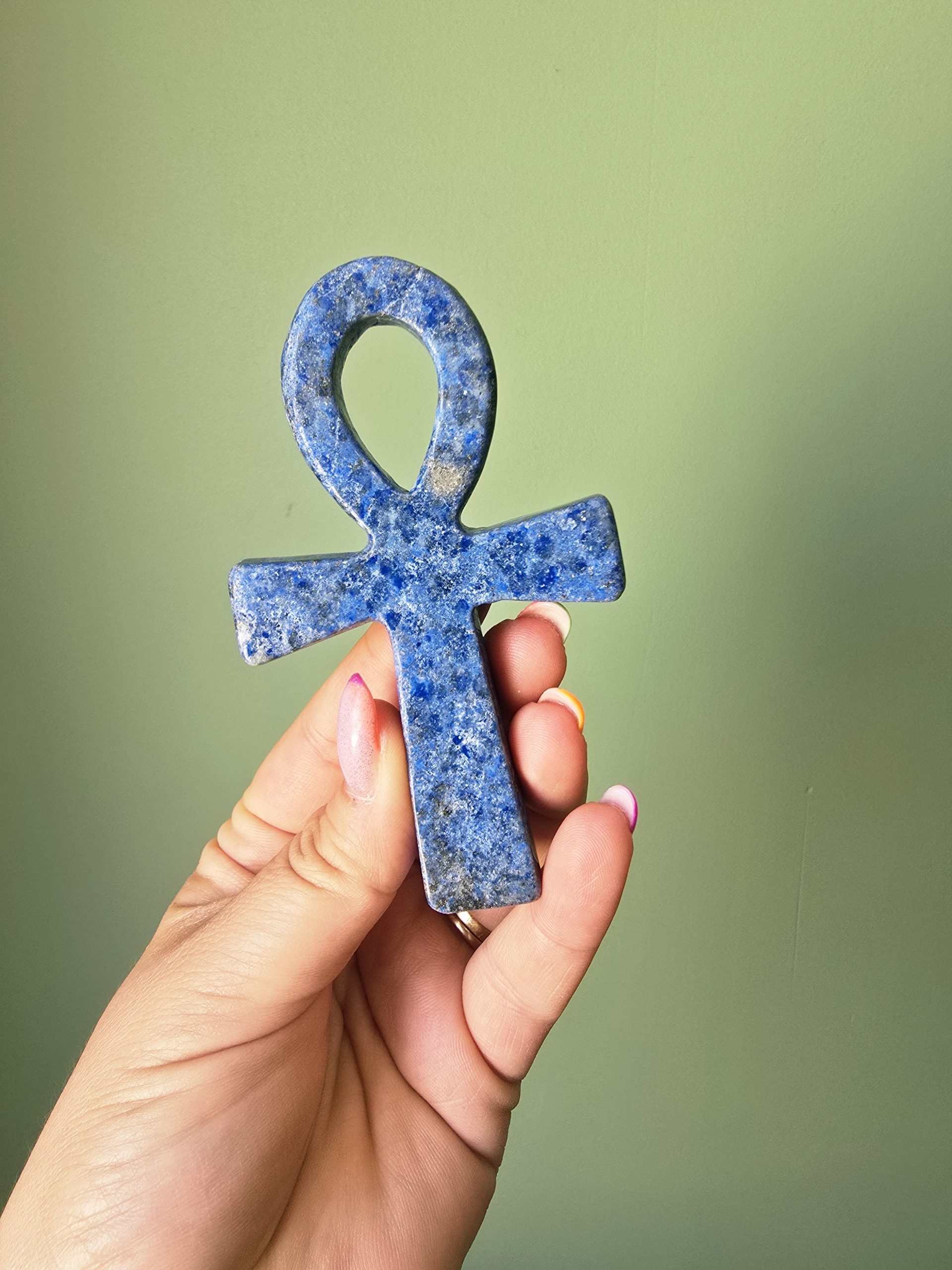 Croix Ankh en Lapis-lazuli