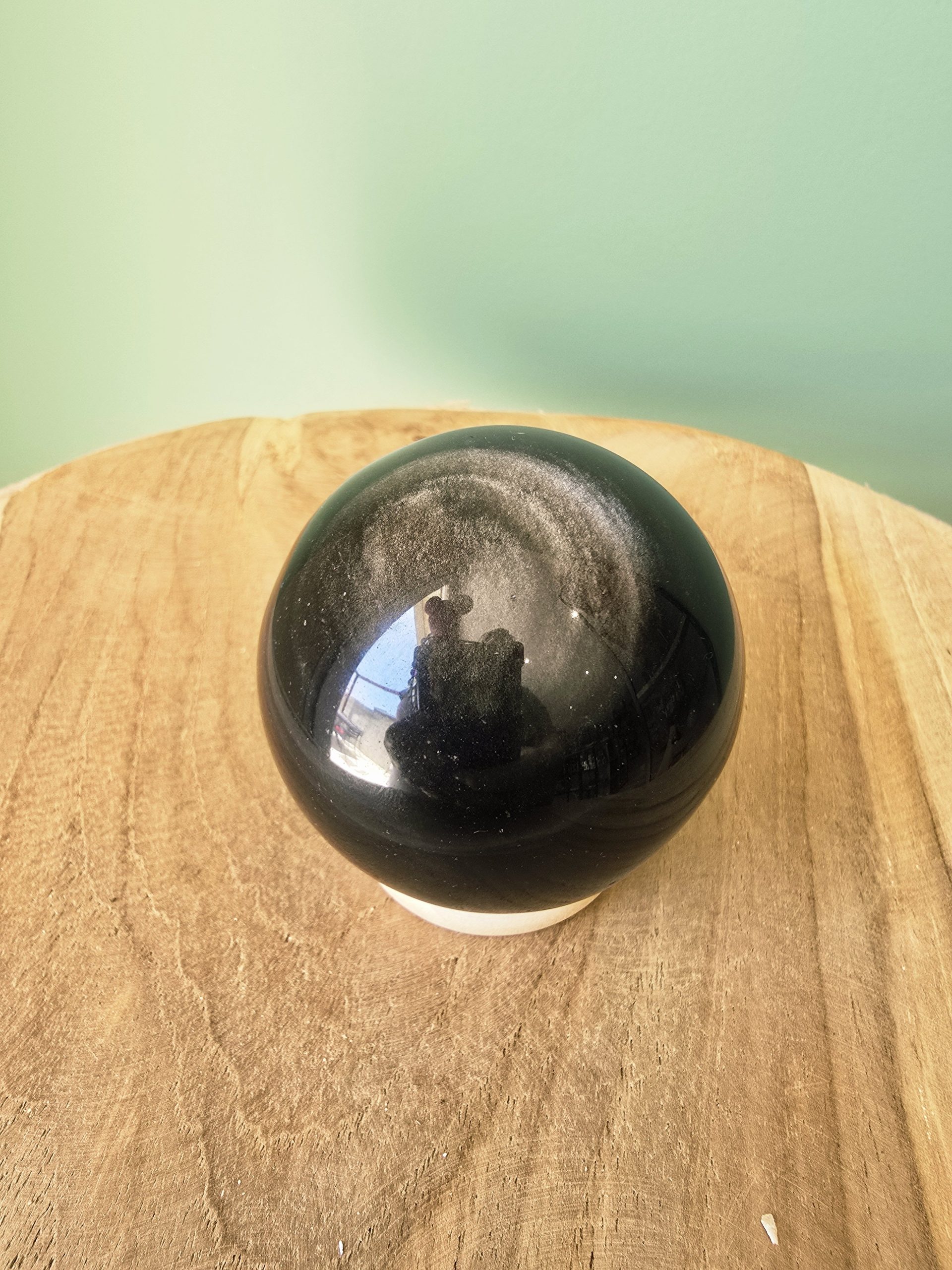 Sphère en Obsidienne Oeil céleste argenté