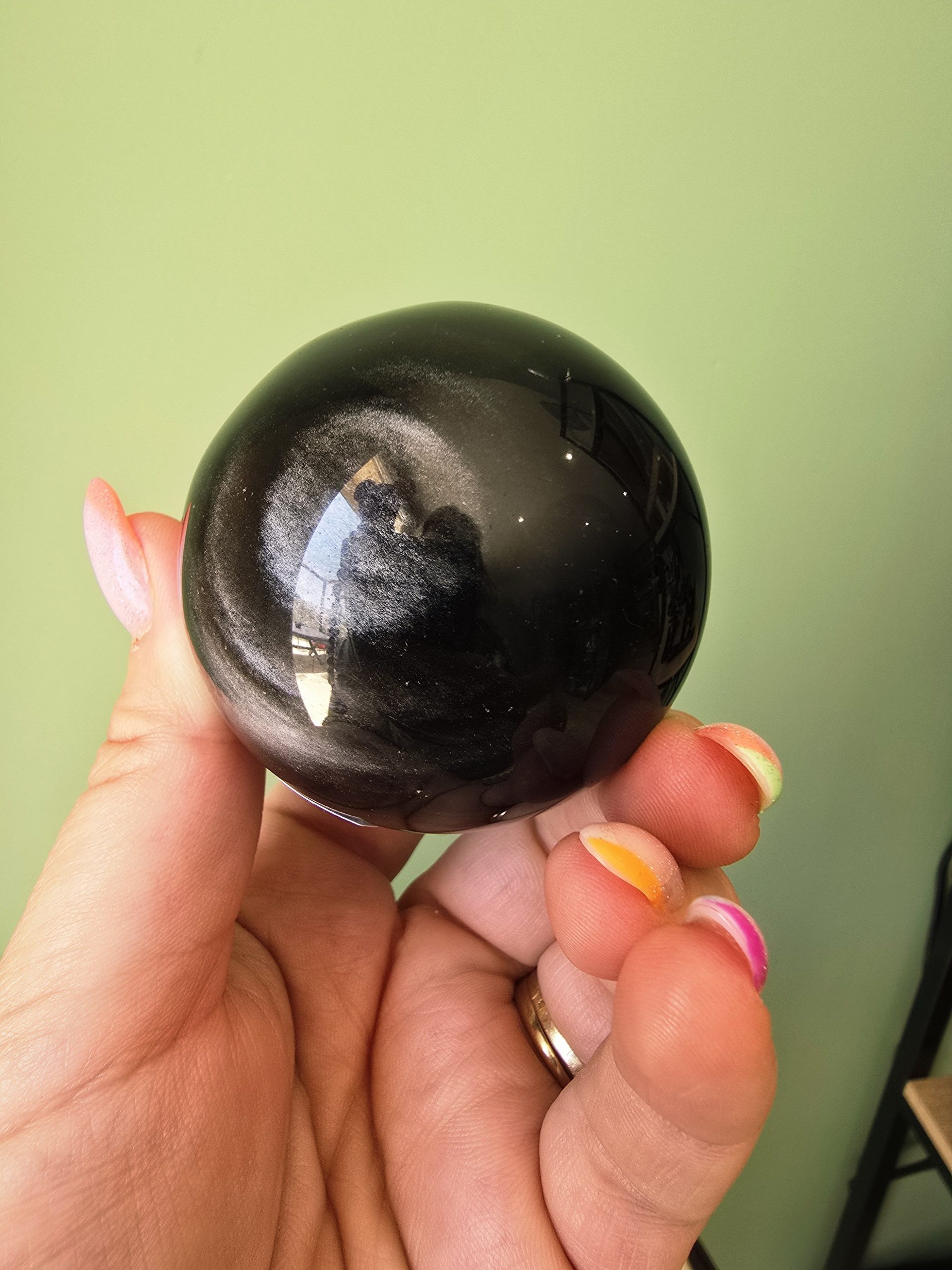 Sphère en Obsidienne Oeil céleste argenté – Image 2