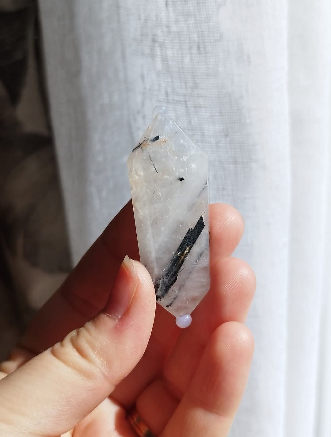 Double pointe en Quarte Tourmaline
