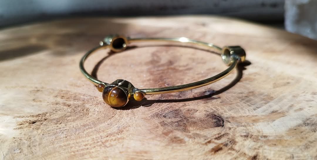 Bracelet artisanal triple œil de tigre