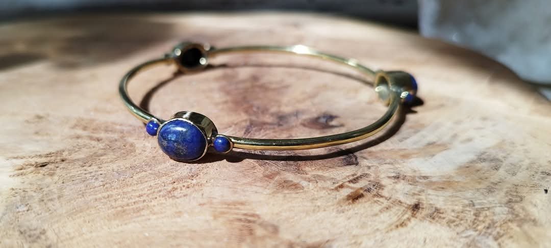 Bracelet artisanal triple Lapis-lazuli