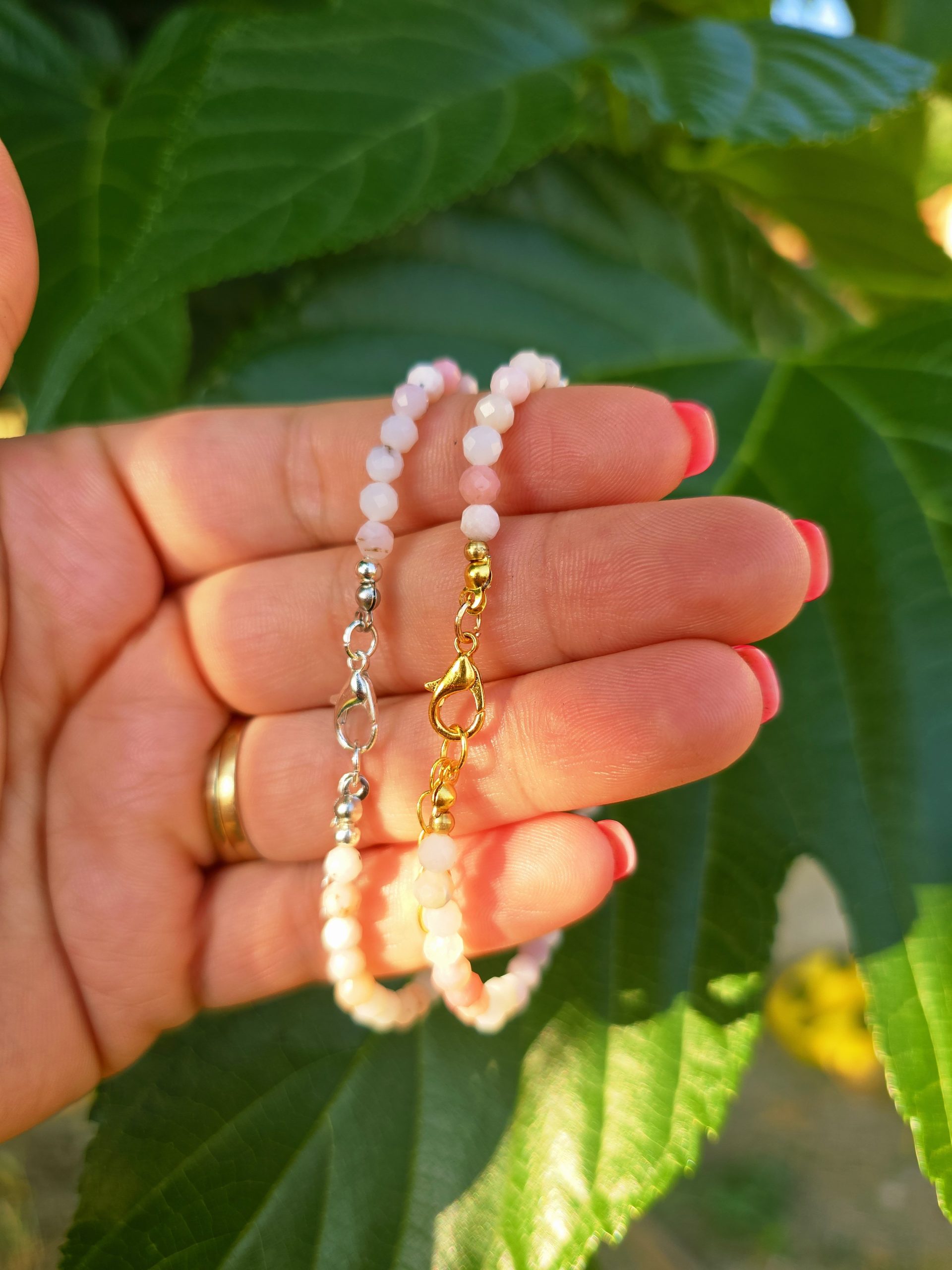 Bracelets Opale rose facettés – Image 2
